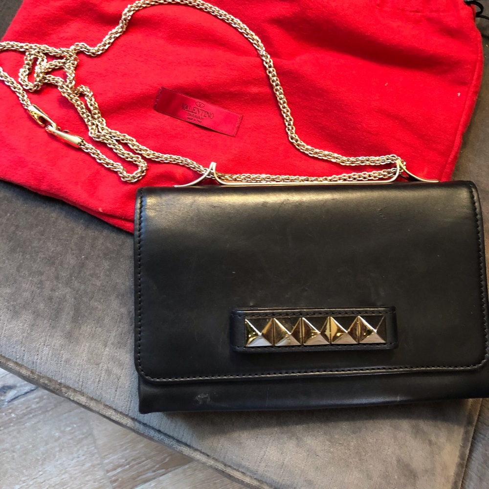 Valentino black leather handbag with studs & strap
